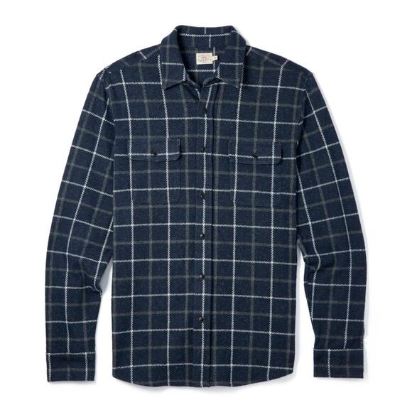 Faherty Brand Legend Sweater Flannel Shirt
 in Lowrider Blue Size Small - Picture 1 of 9